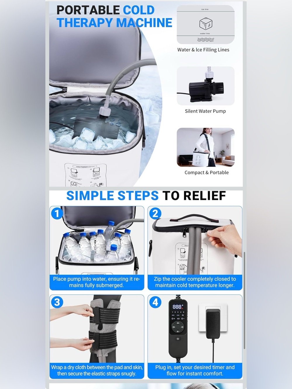 New in ๐ฆ fiveoffo portable ice machine therapy for knee after surgery - Picture 6 of 7
